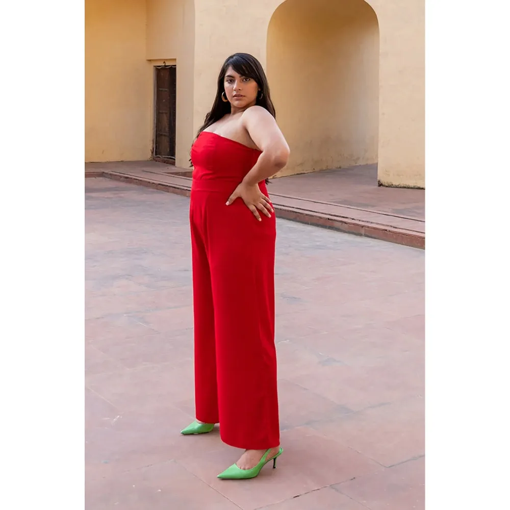 AlterEGO Sadie- Showdown Jumpsuit-Black, Red, And Hot Pink