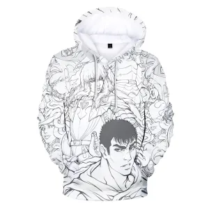 Anime Berserk Guts Print Hoodies Casual Hooded Sweatshirts Unisex Pullovers