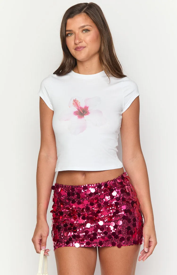 Astrea White Hibiscus Baby Tee