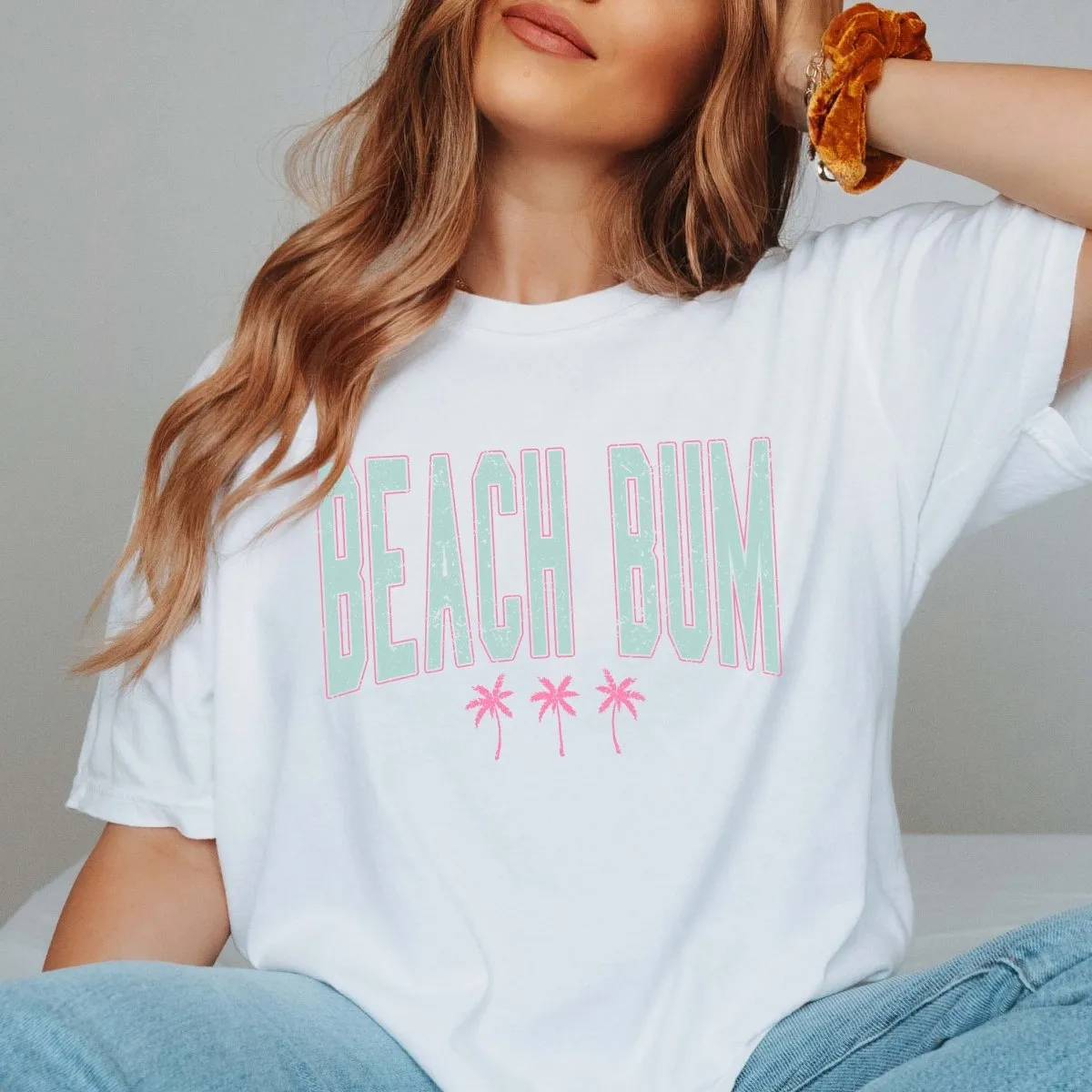 Beach Bum Palm Tree Comfort Color Graphic Tee