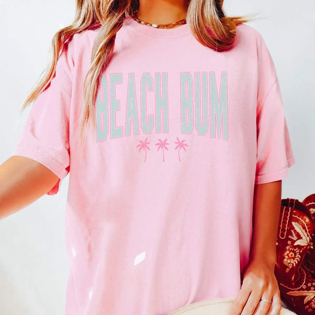 Beach Bum Palm Tree Comfort Color Graphic Tee