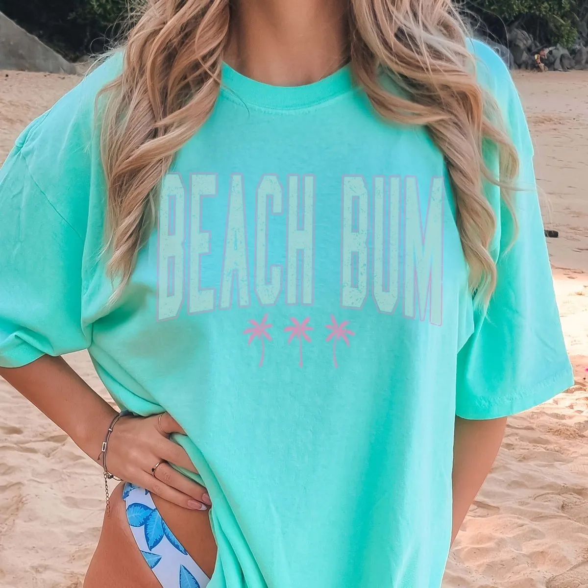 Beach Bum Palm Tree Comfort Color Graphic Tee