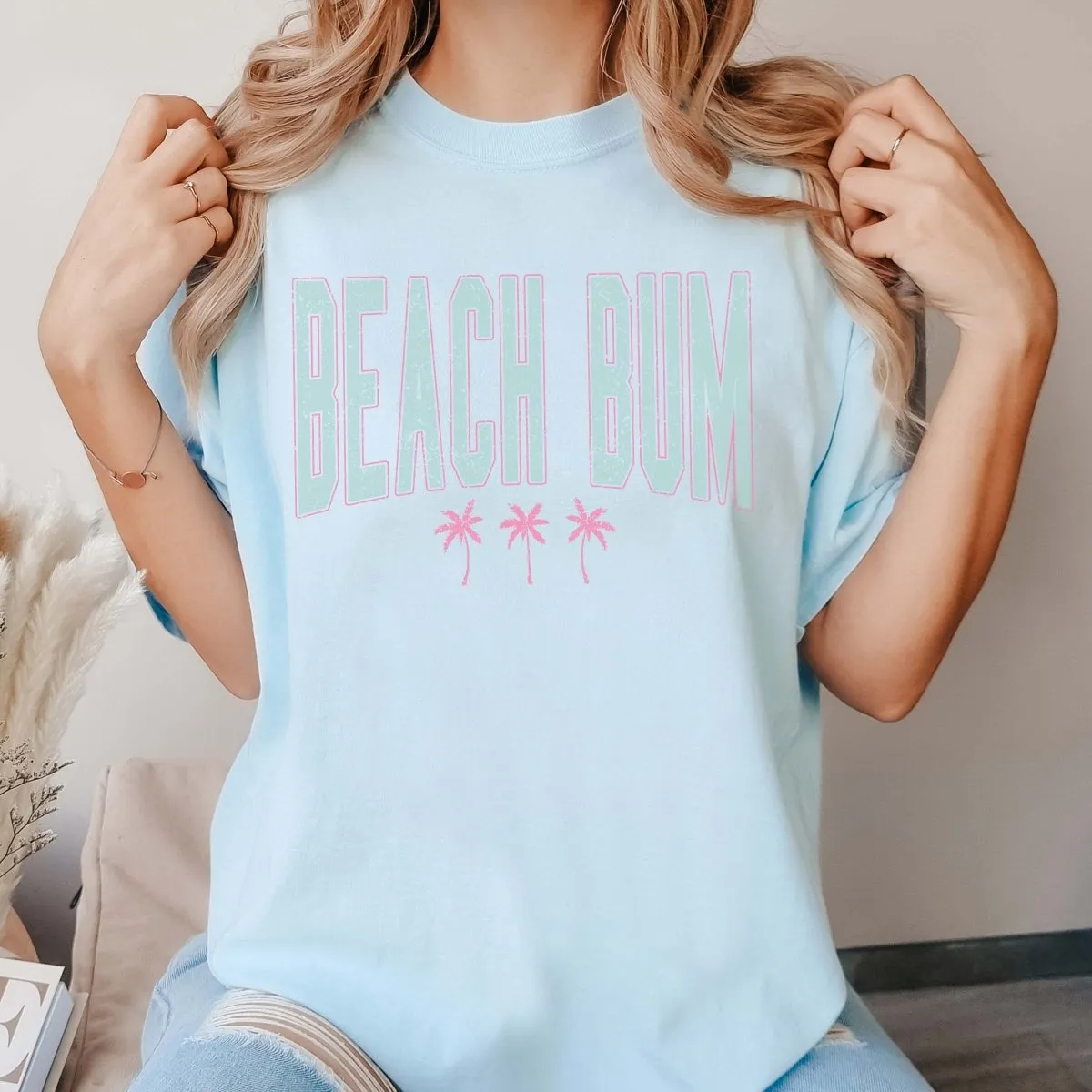 Beach Bum Palm Tree Comfort Color Graphic Tee