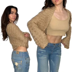 Bebe Gold Knit Shrug (S)