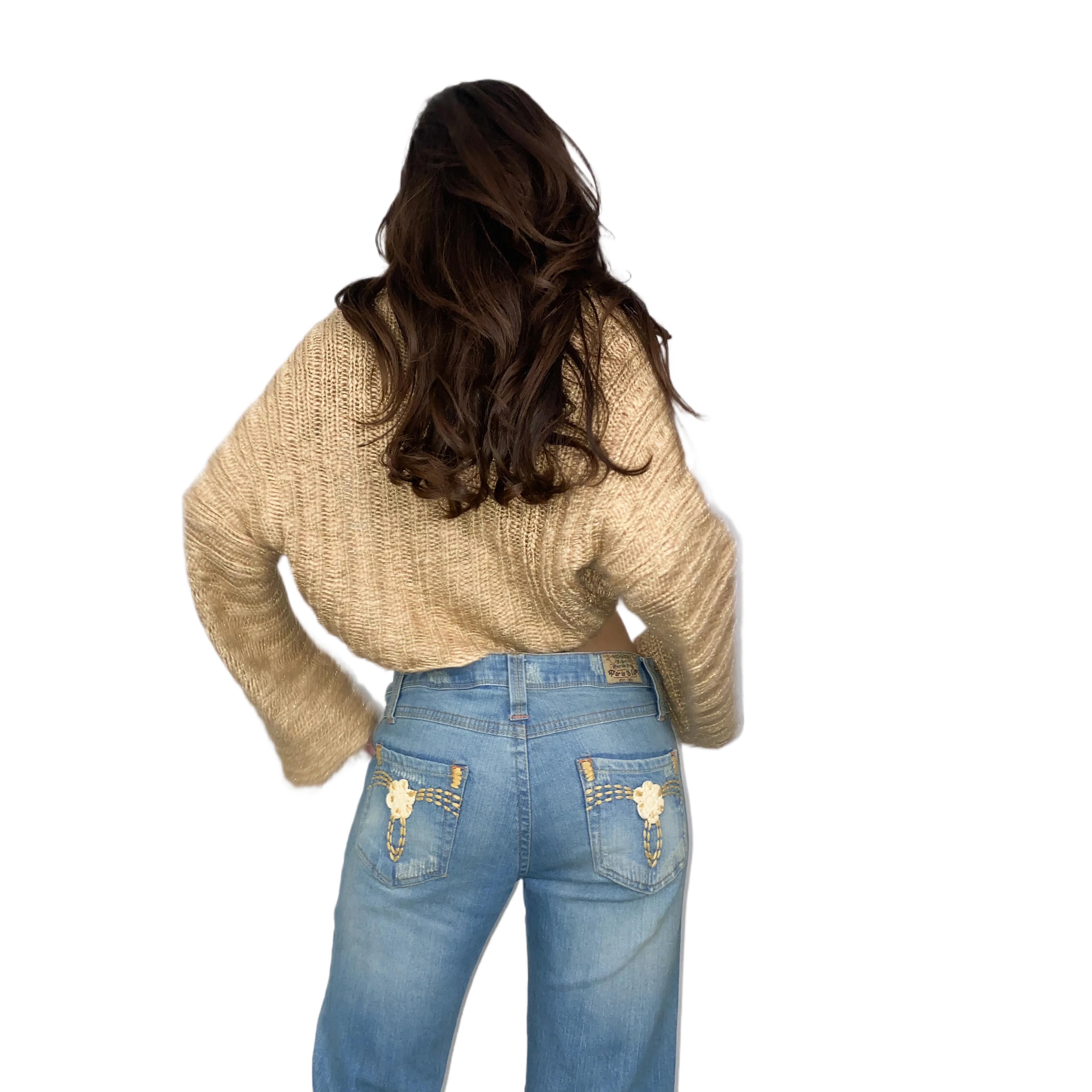 Bebe Gold Knit Shrug (S)