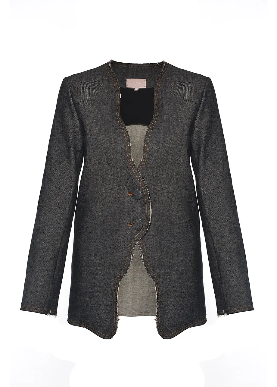 Black Denim Jacket With Details