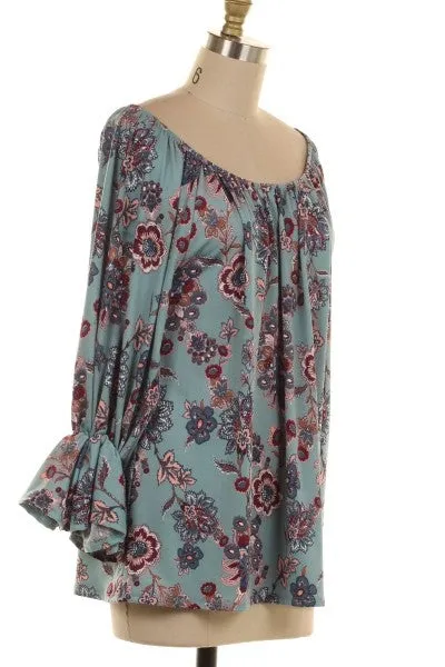Blue Floral Blouse