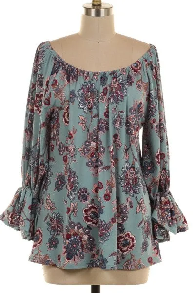 Blue Floral Blouse