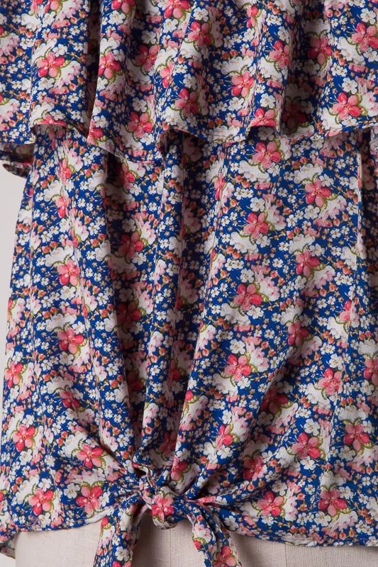Blue Floral Off Shoulder Top