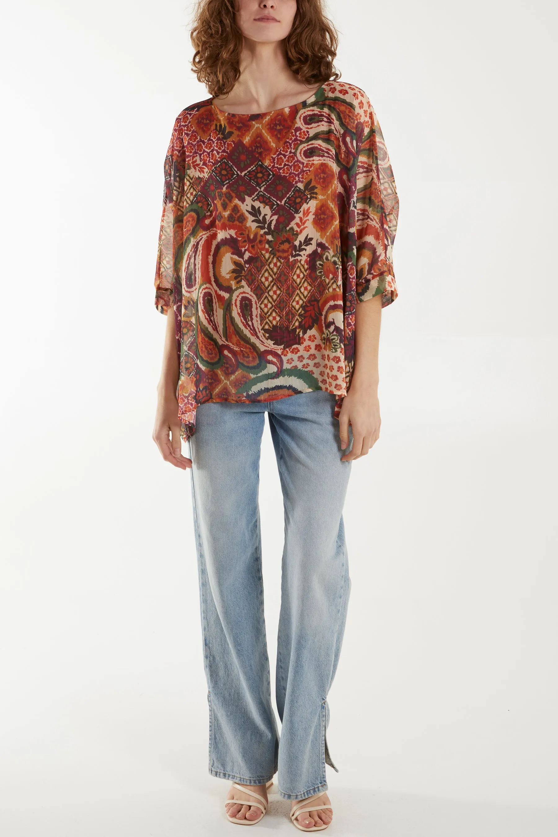 Bold Print Kimono Top