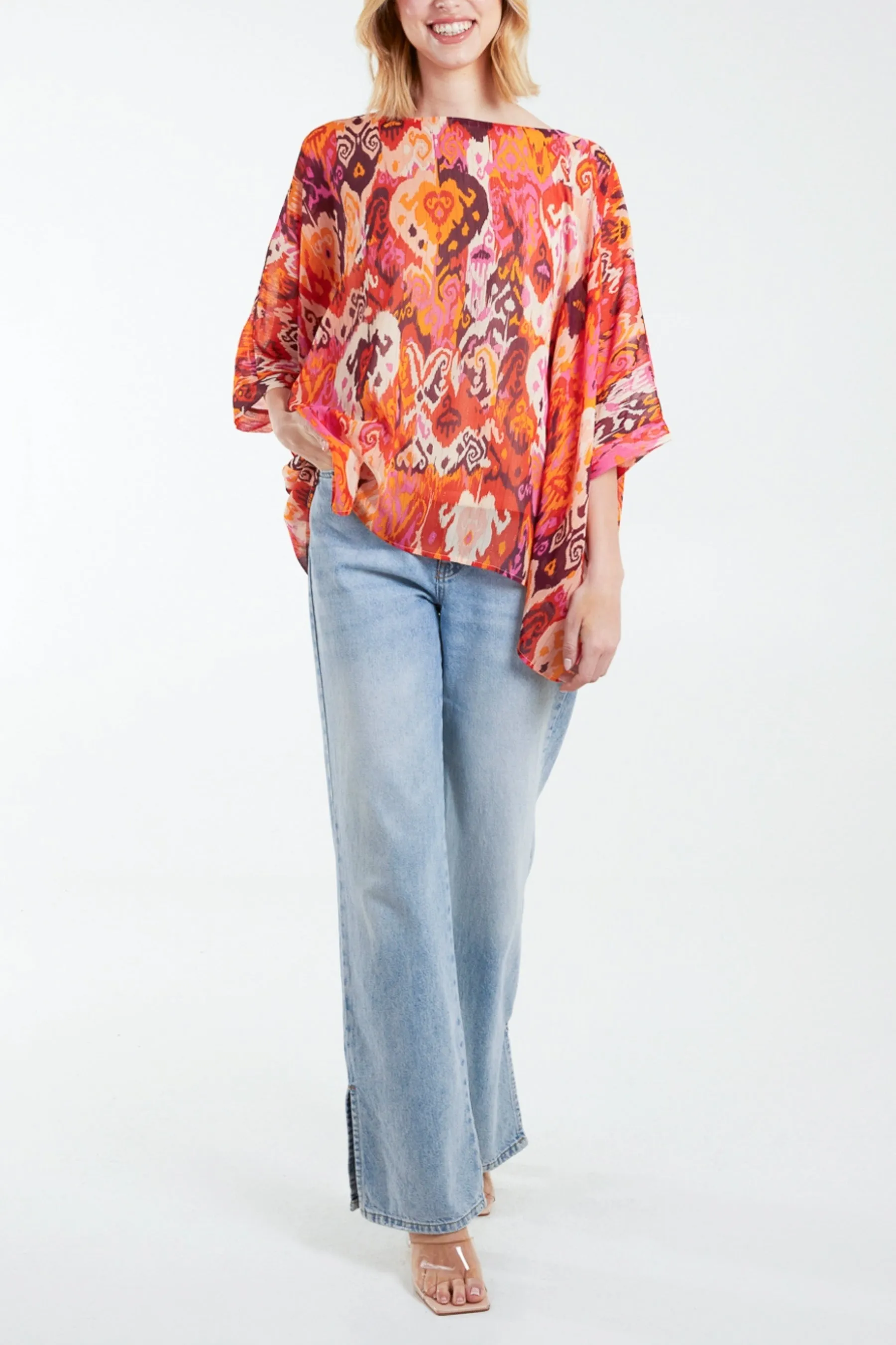 Bold Print Kimono Top