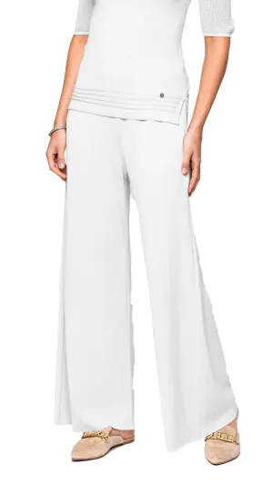 Briana Wide-Leg Milano-Knit Pants - White