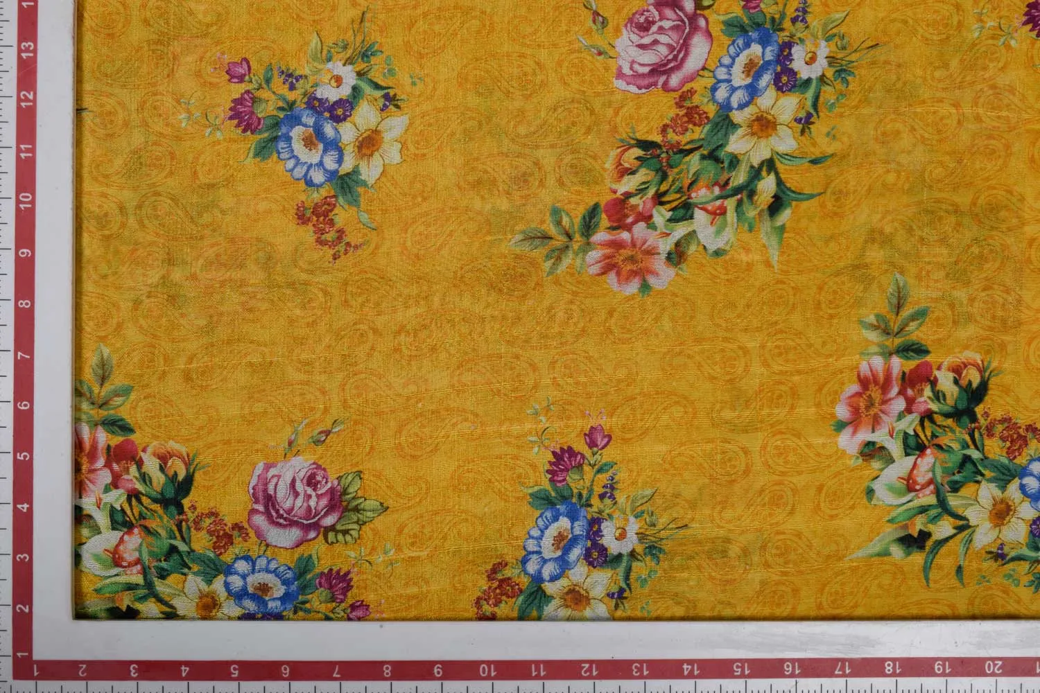 Bright Yellow Printed Dupion Fabric
