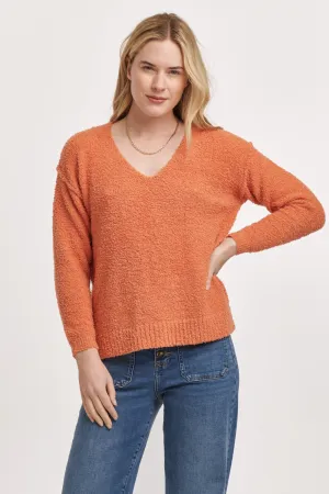 CALLEEN V NECK LONG SLEEVE RELAXED FIT SWEATER KUMQUAT