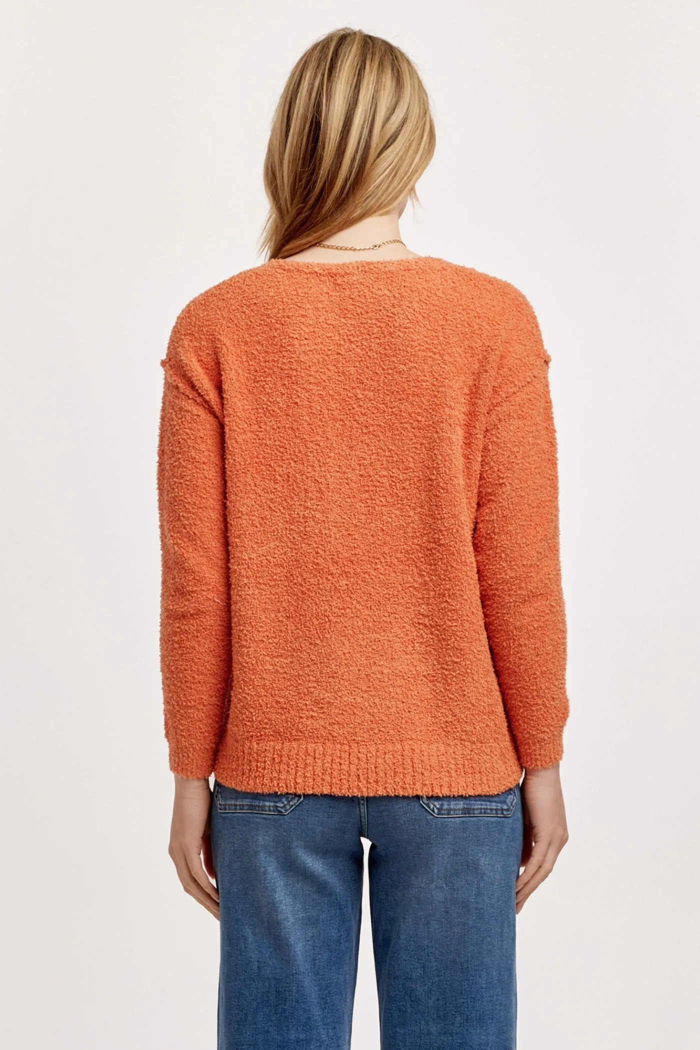 CALLEEN V NECK LONG SLEEVE RELAXED FIT SWEATER KUMQUAT