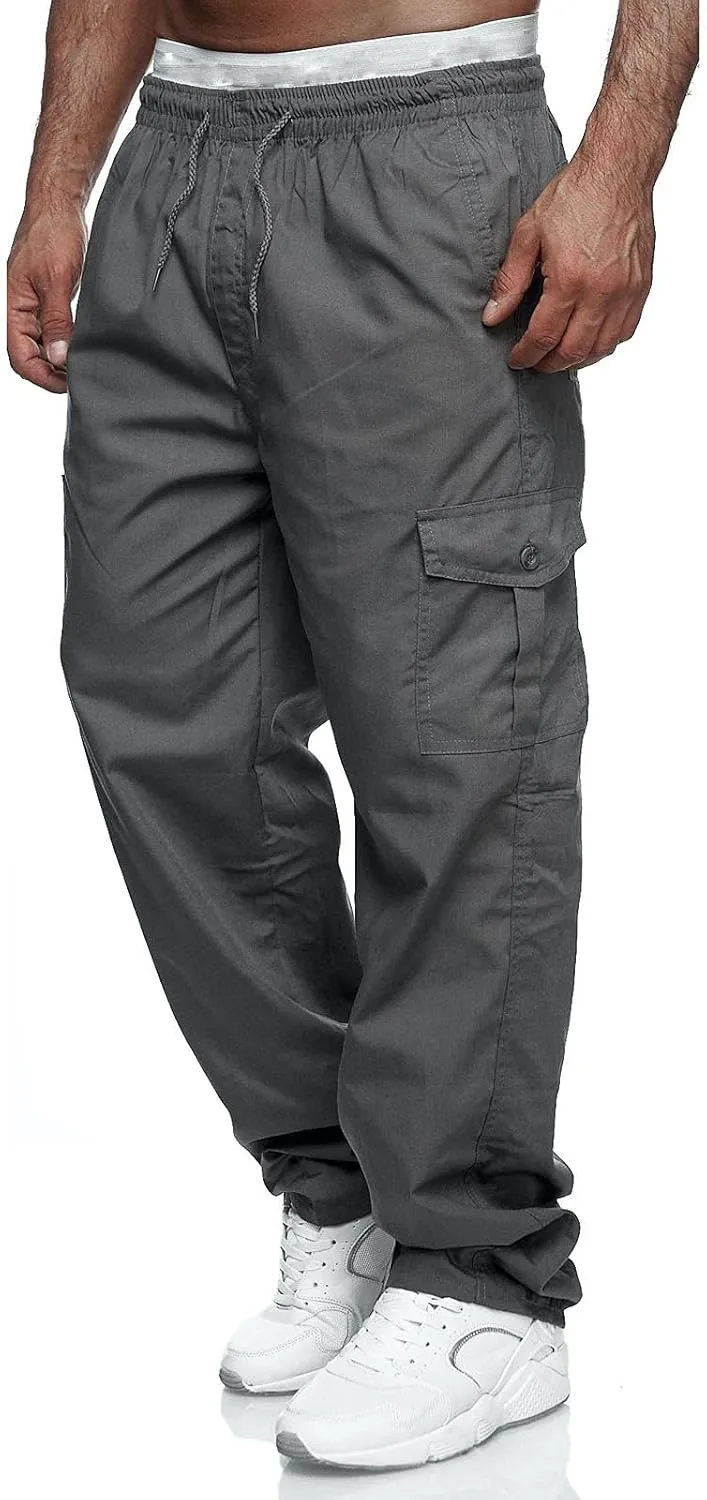 Cargo Pants for Men Relaxed Fit Gym Pants Men Joggers Sweatpants Slim Fit Workout Cotton Pants with Elastic Waistband