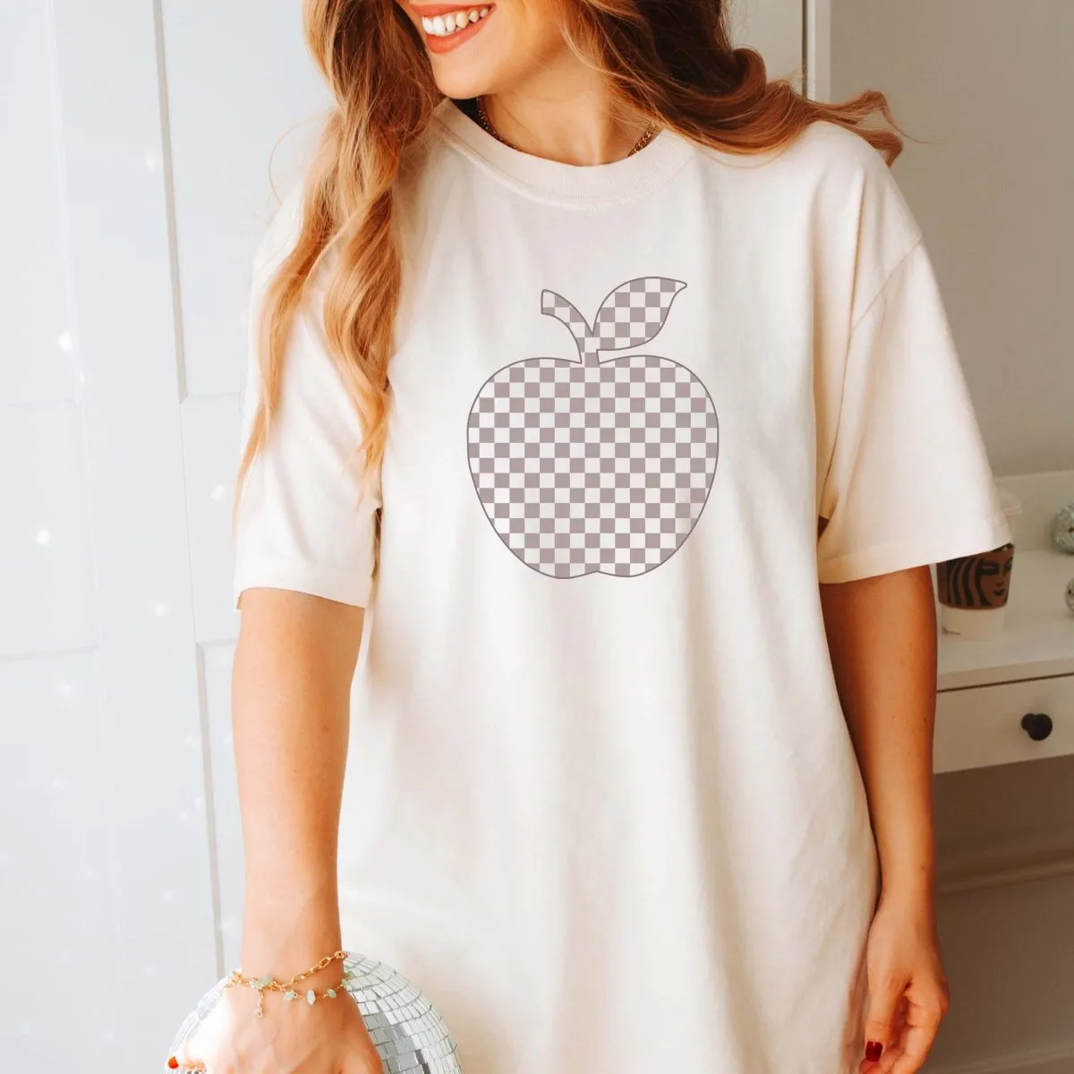 Checkered Apple Comfort Color Graphic Tee
