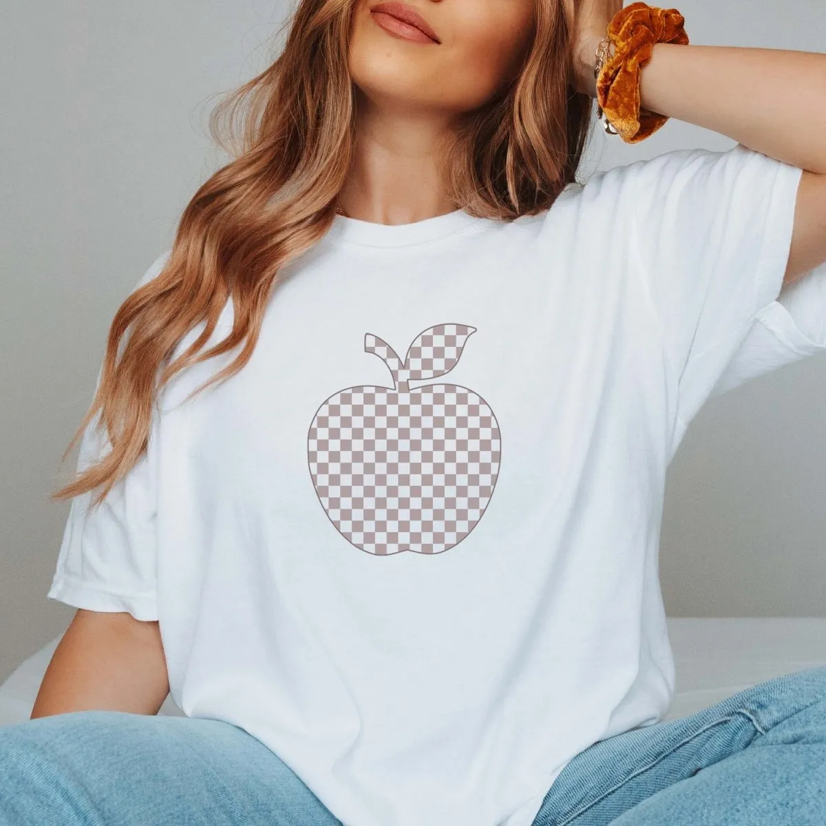 Checkered Apple Comfort Color Graphic Tee