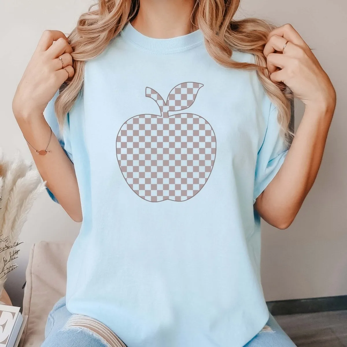 Checkered Apple Comfort Color Graphic Tee