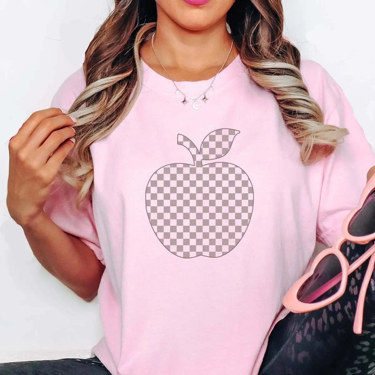 Checkered Apple Comfort Color Graphic Tee
