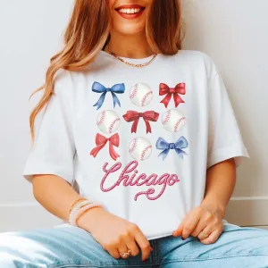 Chicago Bows And Baseballs Tee