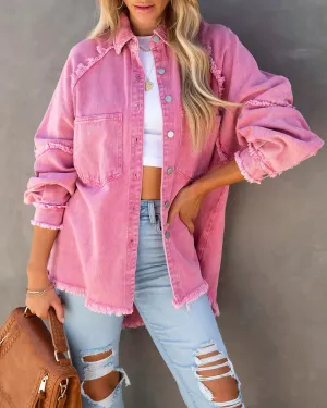 Cotton Distressed Denim Jacket