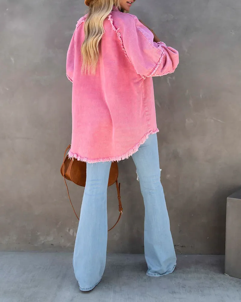 Cotton Distressed Denim Jacket
