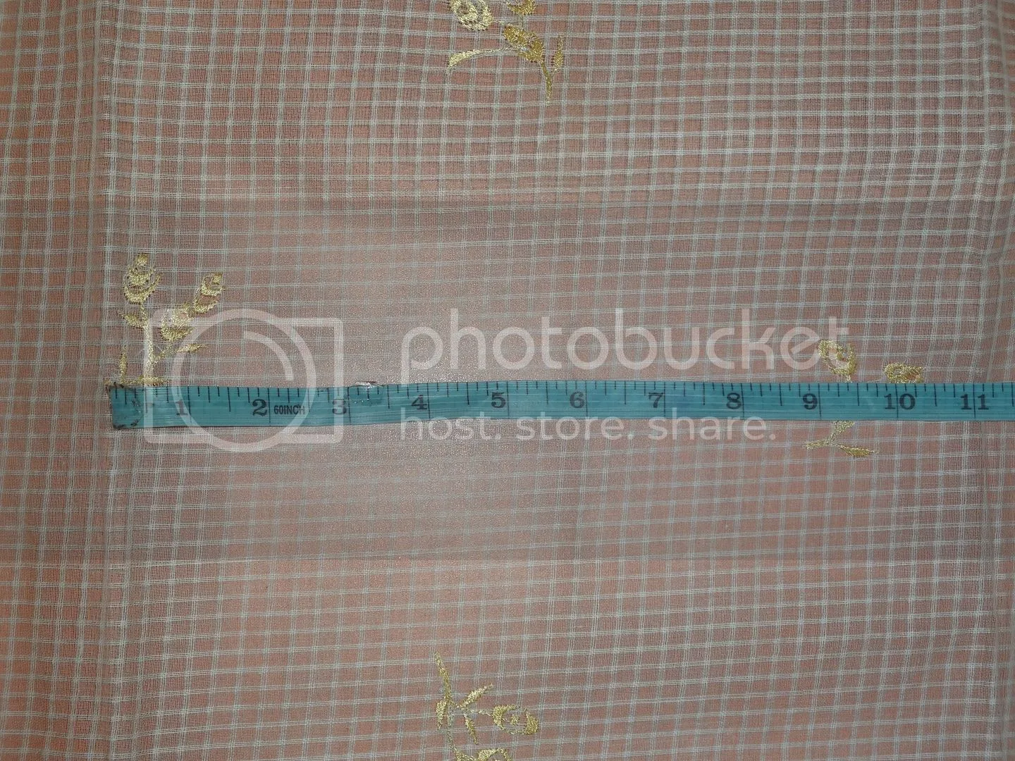 Cotton organdy fabric Ivory with Golden yellow embroidery
