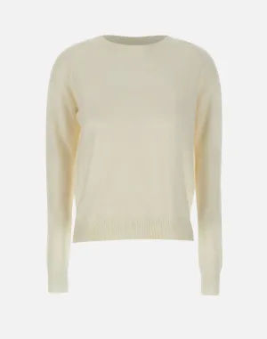 Cream Cashmere Sweater with Side Slits