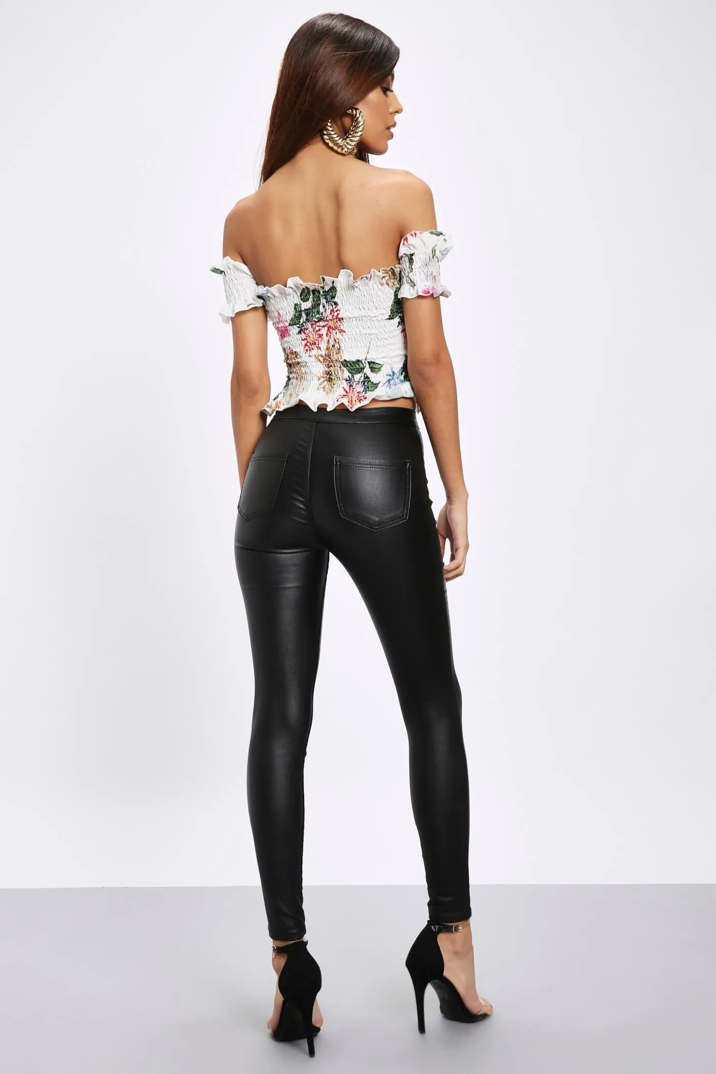 Cream Sheered Off Shoulder Crop