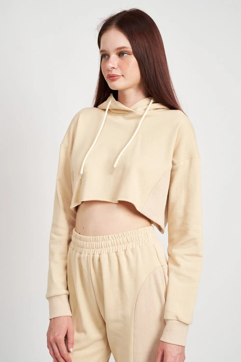 Cropped Hoodie With Drawstrings