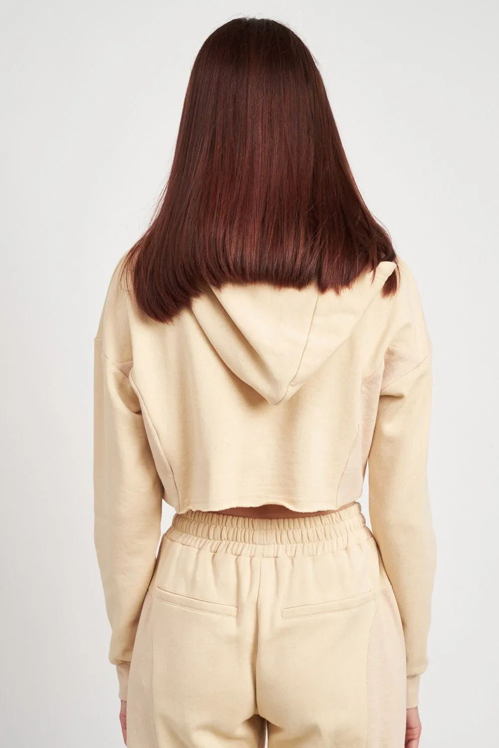 Cropped Hoodie With Drawstrings