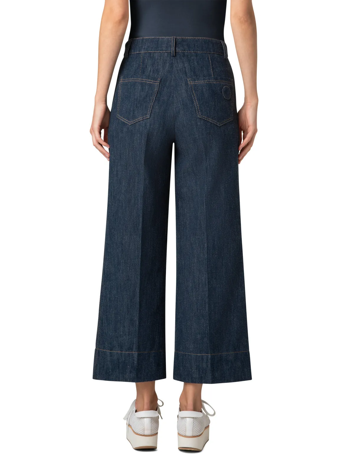 Cropped Wide Leg Pants in Sailor Denim