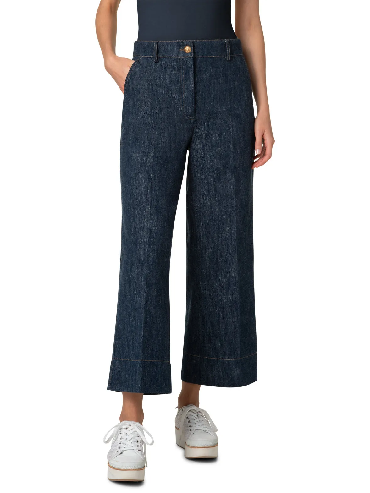 Cropped Wide Leg Pants in Sailor Denim
