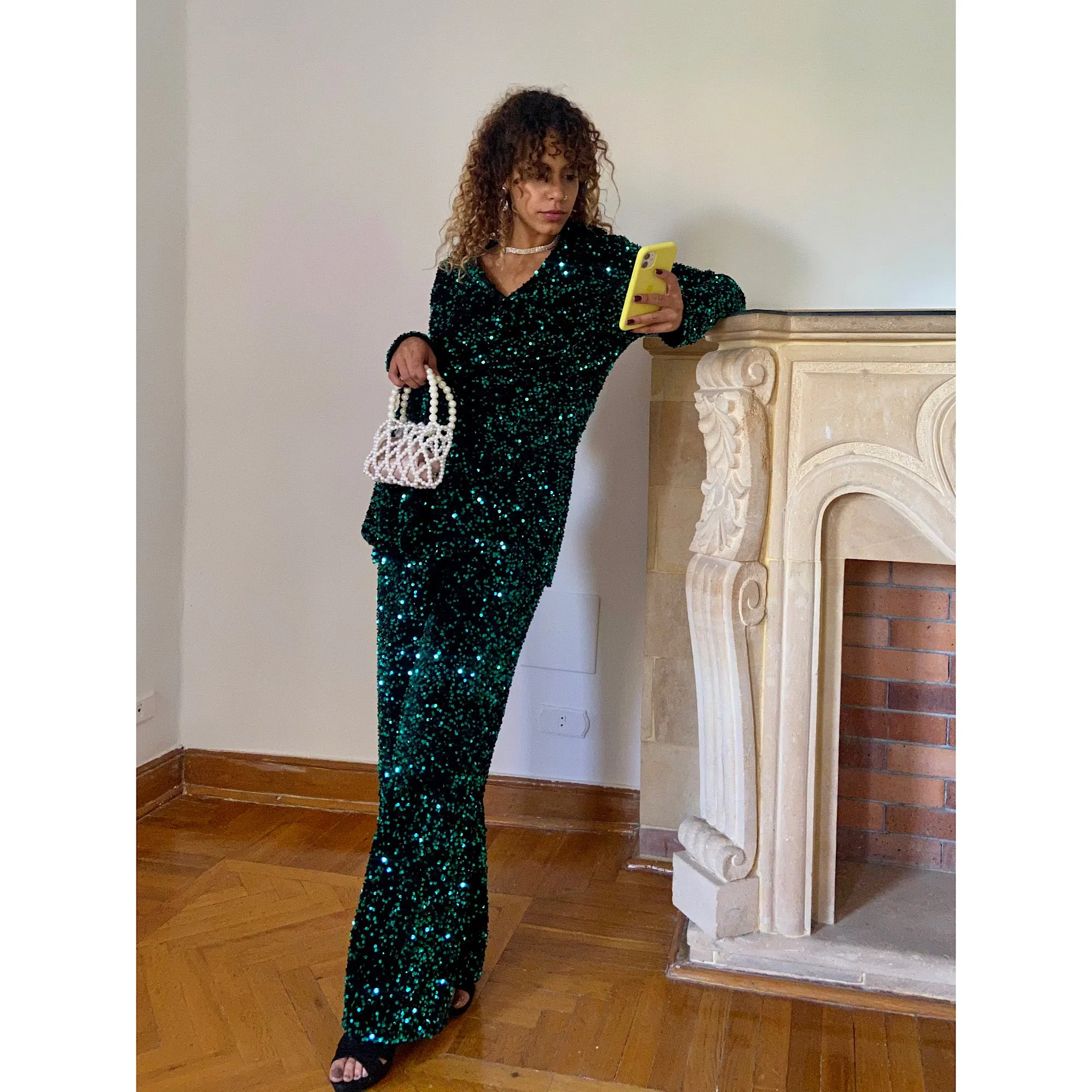 Dark Green glittery matching set