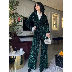 Dark Green glittery matching set