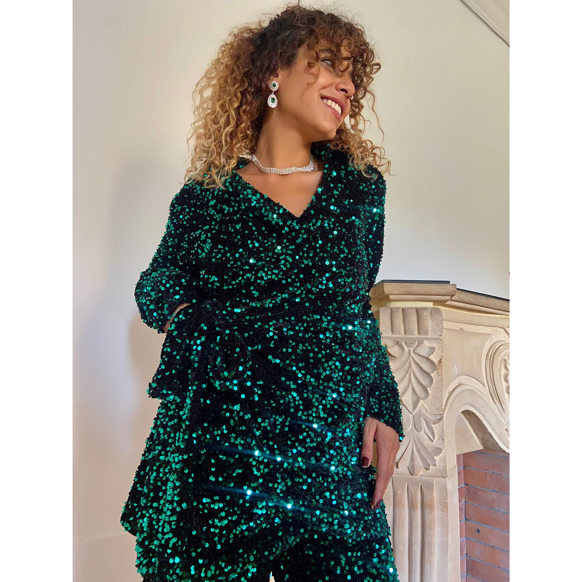 Dark Green glittery matching set