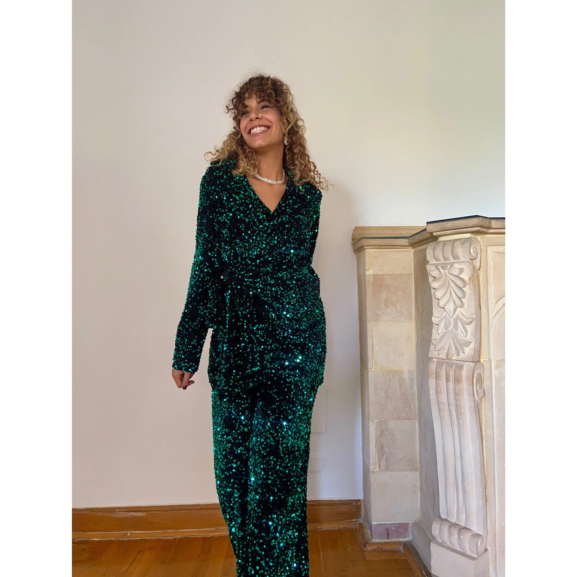 Dark Green glittery matching set