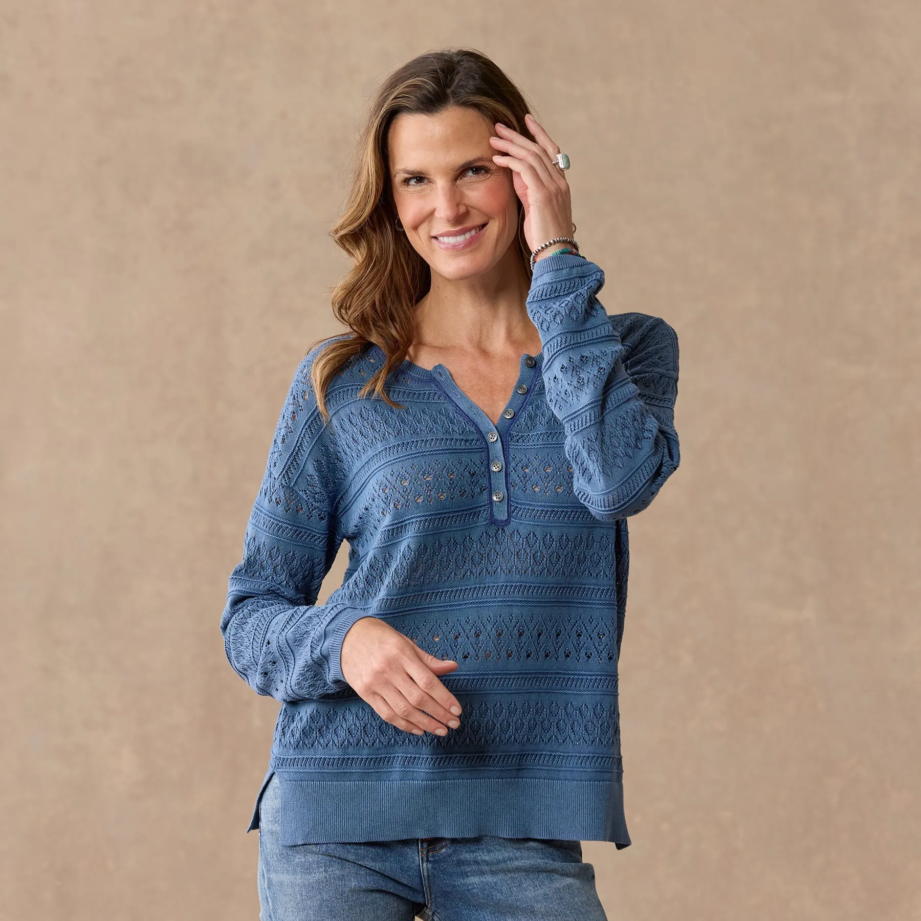 Devon Sweater Henley, Petite