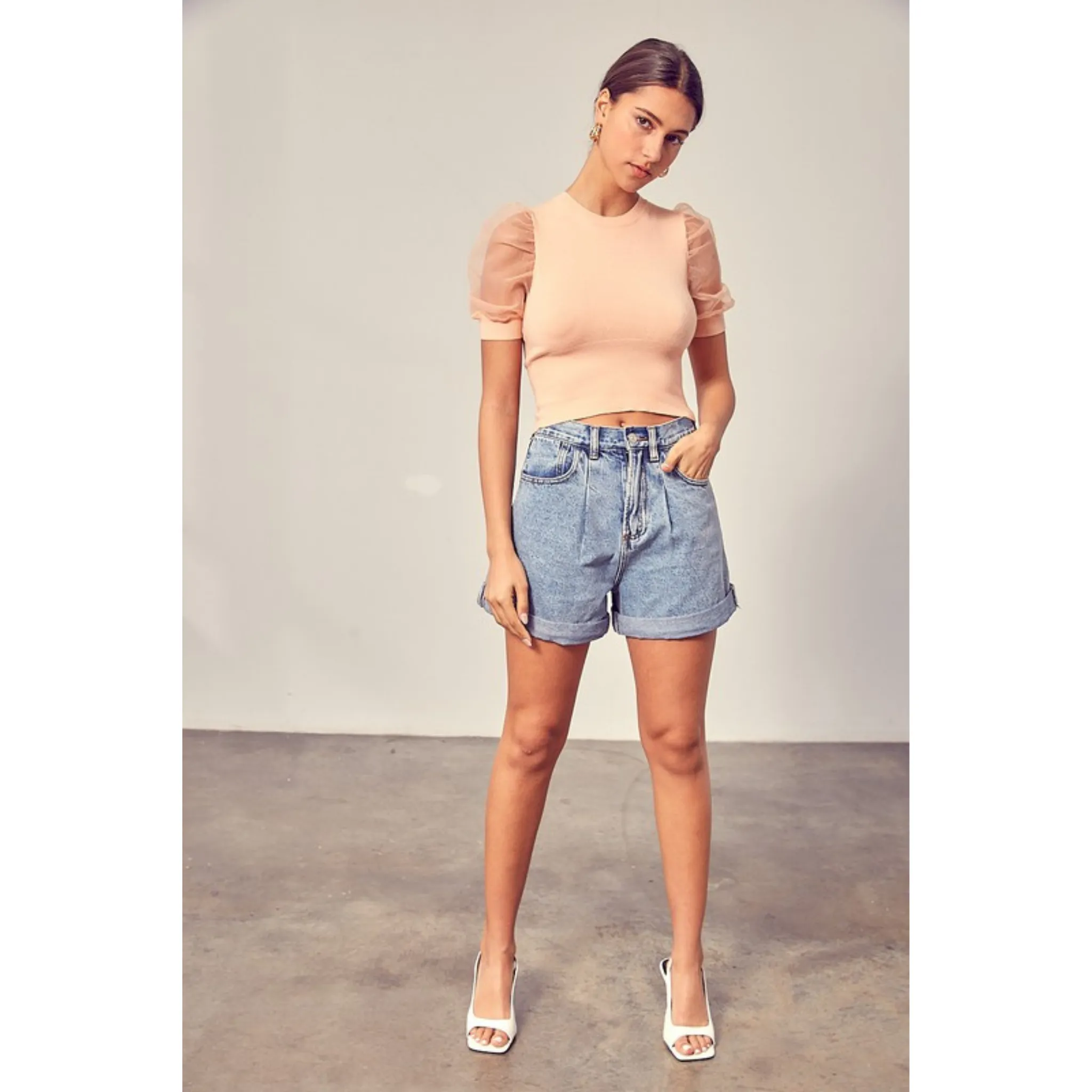 Eleanor Organza Sleeve Puff Top