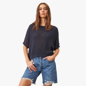 Emersyn Short Sleeve Knit Sweater (Prussian Blue)