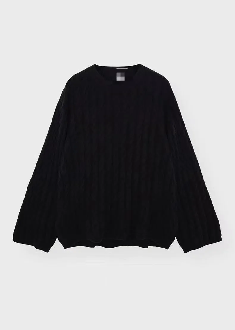 Fashionkova   Women's Sweater Autumn/winter Cashmere Loose Knit Sweaters Round Neck Pullovers Solid Color Jumper Oversize Tops