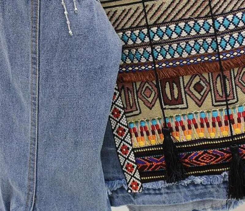 Female Jacket Vintage Embroidery tassel loose long sleeve