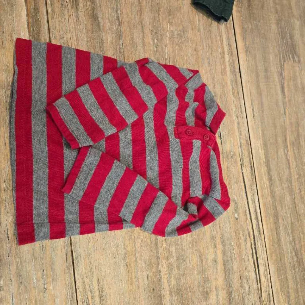 First Impressions grey/red henley longsleeve 18m