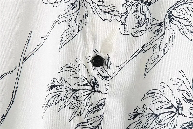 FLORAL PRINT LOOSE ASYMMETRIC SHIRT