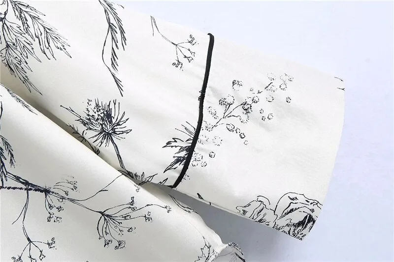 FLORAL PRINT LOOSE ASYMMETRIC SHIRT