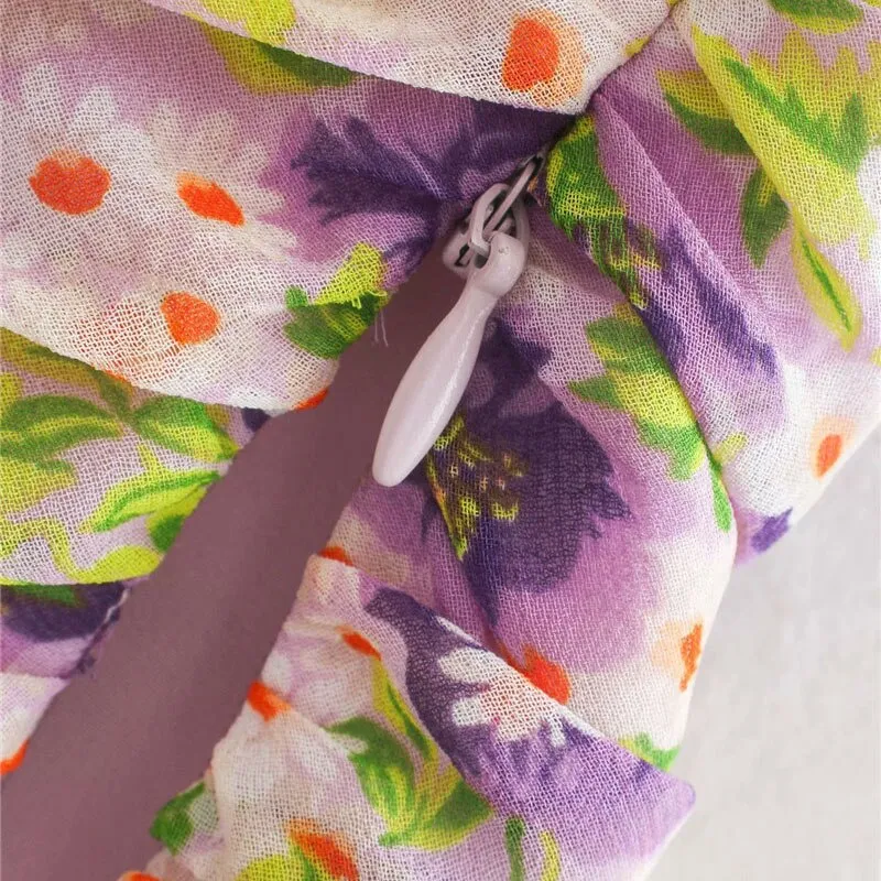 FLORAL PRINT PLEATED CROPPED BLOUSE