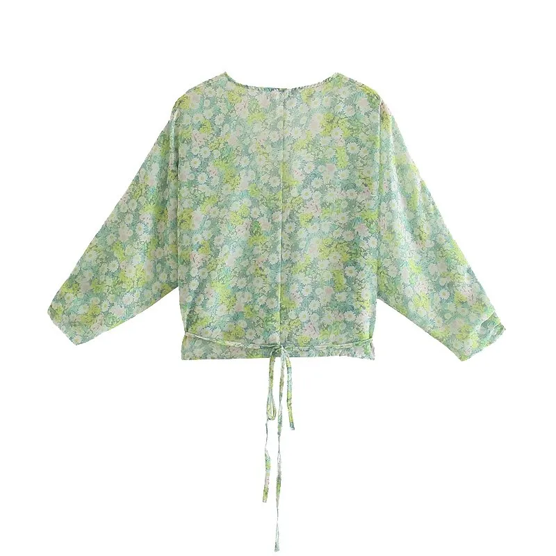FLORAL PRINT WRAP BLOUSE