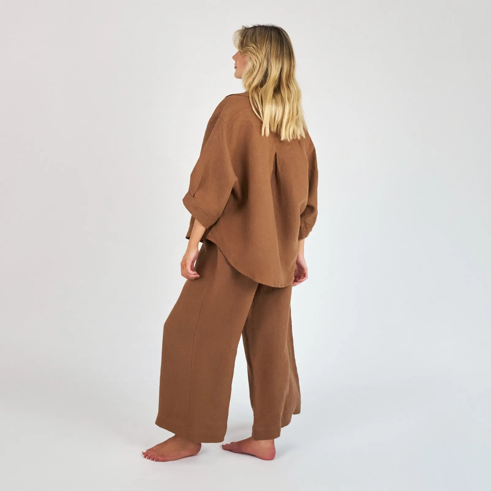 French Flax Linen Lounge Pant in Hazelnut