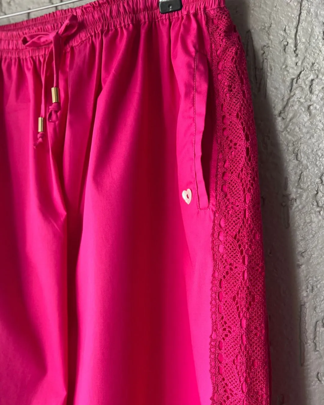 Fuchsia Pants with Crochet Lace
